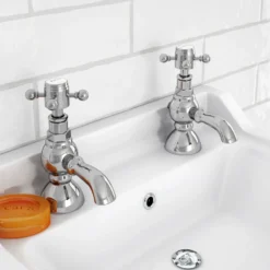 Chatsworth 1928 Traditional 3 Inch Spout Crosshead Pillar Basin Taps 5 Chatsworth 1928 Traditional 3 Inch Spout Crosshead Pillar Basin Taps -Victorian Plumbing Shop trad009d detail1
