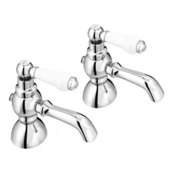 Chatsworth 1928 Traditional White Lever Pillar Basin Taps -Victorian Plumbing Shop trad015d l