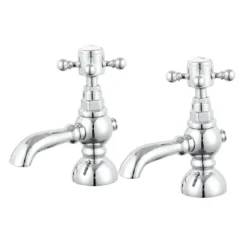 Chatsworth 1928 Traditional 5 Inch Spout Crosshead Pillar Basin Taps -Victorian Plumbing Shop trad01d nd3