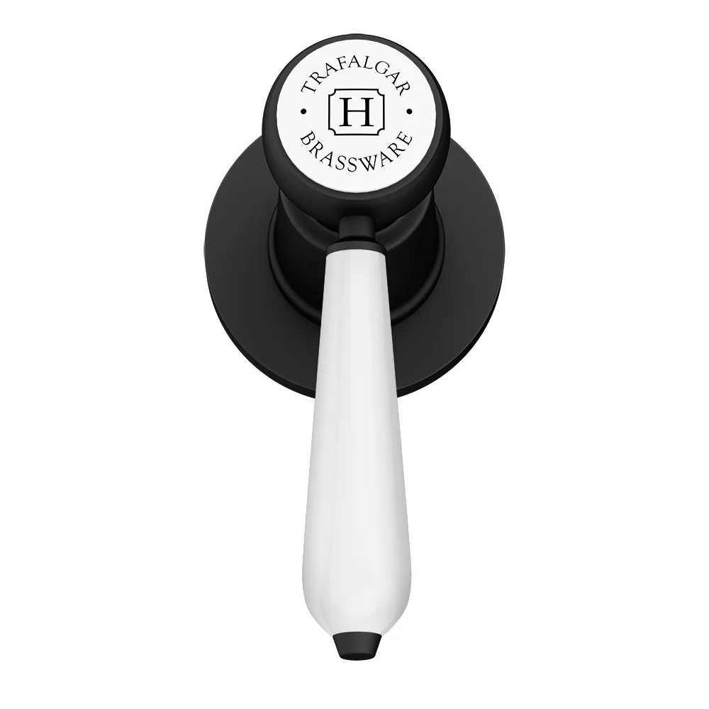 Trafalgar Lever Wall Mounted Bath Spout And Stop Taps - Matt Black 2 Trafalgar Lever Wall Mounted Bath Spout And Stop Taps - Matt Black - Image 2