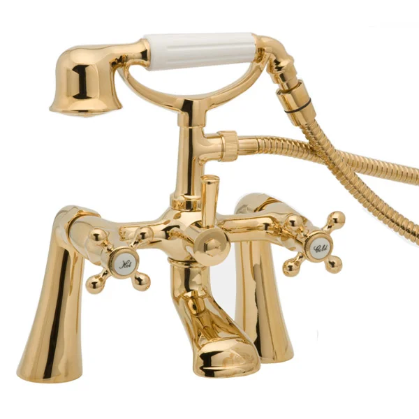 Deva Tudor Bath Shower Mixer - Gold 1 Deva Tudor Bath Shower Mixer - Gold