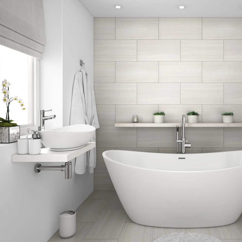 Venice Floating Basin Shelf (Gloss White - 600mm Wide) 1 Venice Floating Basin Shelf (Gloss White - 600mm Wide)