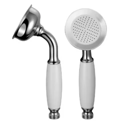 Victorian Chrome Shower Handset With Wall Hook & 1.5m Hose - Traditional Brass Design -Victorian Plumbing Shop vsh01 d2