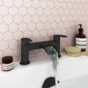 Valencia Matt Black Waterfall Bath Filler -Victorian Plumbing Shop vwft2blk d1n