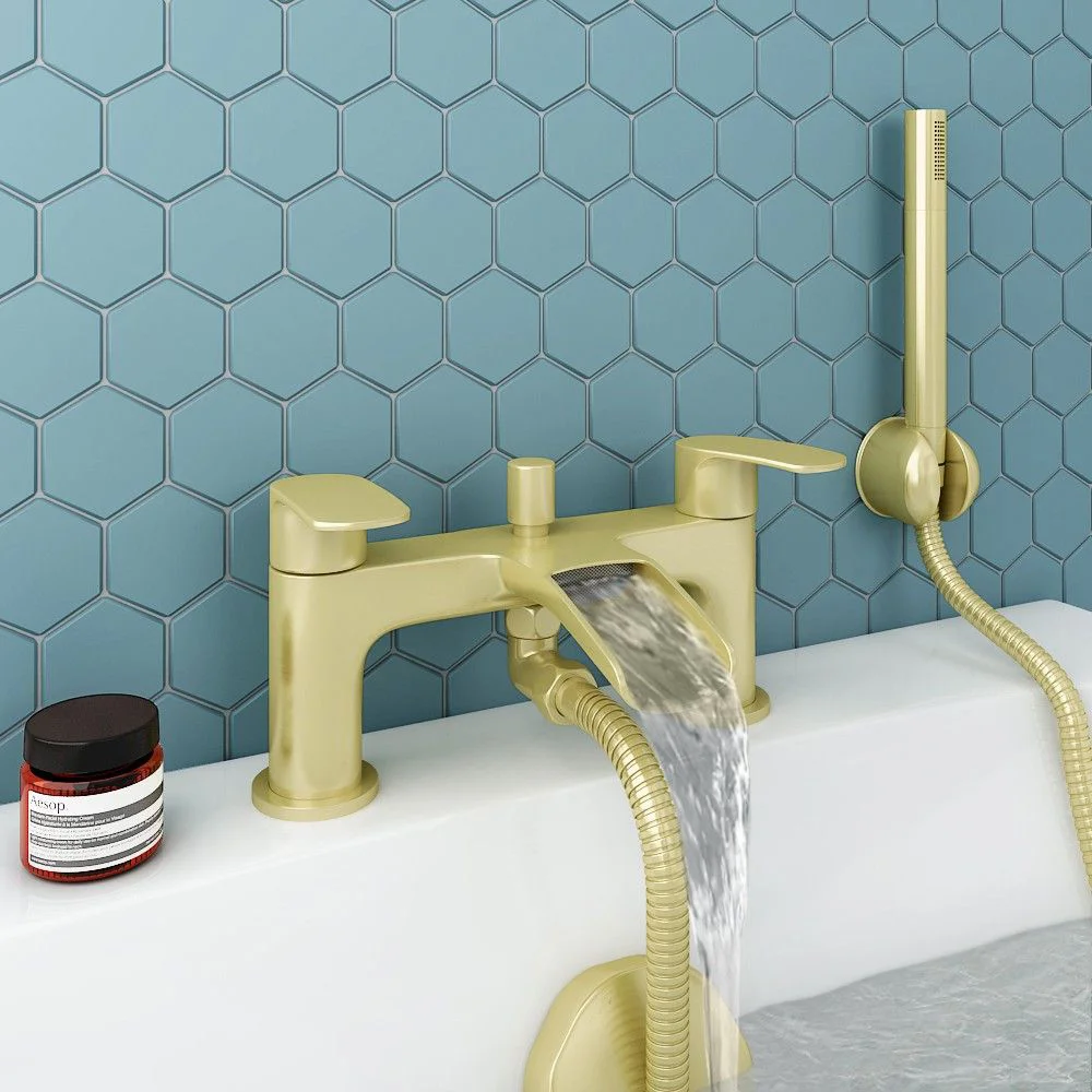 Valencia Brushed Brass Waterfall Bath Shower Mixer Incl. Shower Kit 5 Valencia Brushed Brass Waterfall Bath Shower Mixer Incl. Shower Kit - Image 5