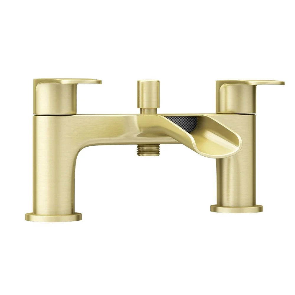 Valencia Brushed Brass Waterfall Bath Shower Mixer Incl. Shower Kit 2 Valencia Brushed Brass Waterfall Bath Shower Mixer Incl. Shower Kit - Image 2