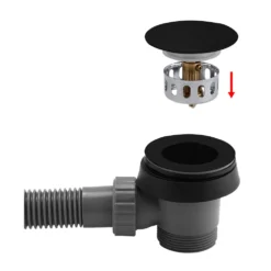 Arezzo Matt Black Easy Clean Click Clack Bath Waste With Overflow