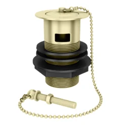 Traditional Brushed Brass Slotted Basin Waste With Plug & Ball Chain