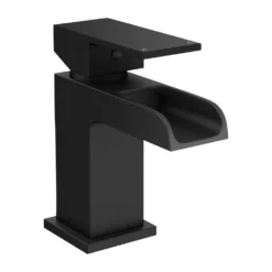 Monza Matt Black Waterfall Basin Tap -Victorian Plumbing Shop wf001blk nw l