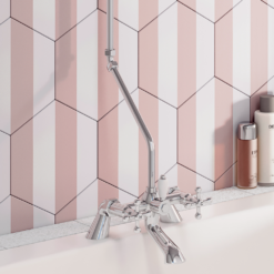 Victoria Bath Shower Mixer With Rigid Riser Kit & 5" Shower Head - Chrome -Victorian Plumbing Shop xabs01 d2a