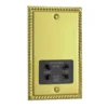 Georgian Brass Dual Voltage Shaver Socket With Black Insert -Victorian Plumbing Shop xgssb nl