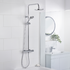 Bristan Zing2 Thermostatic Bar Shower Valve And Rigid Riser Kit - Chrome -Victorian Plumbing Shop zi shxdivsmff c 1